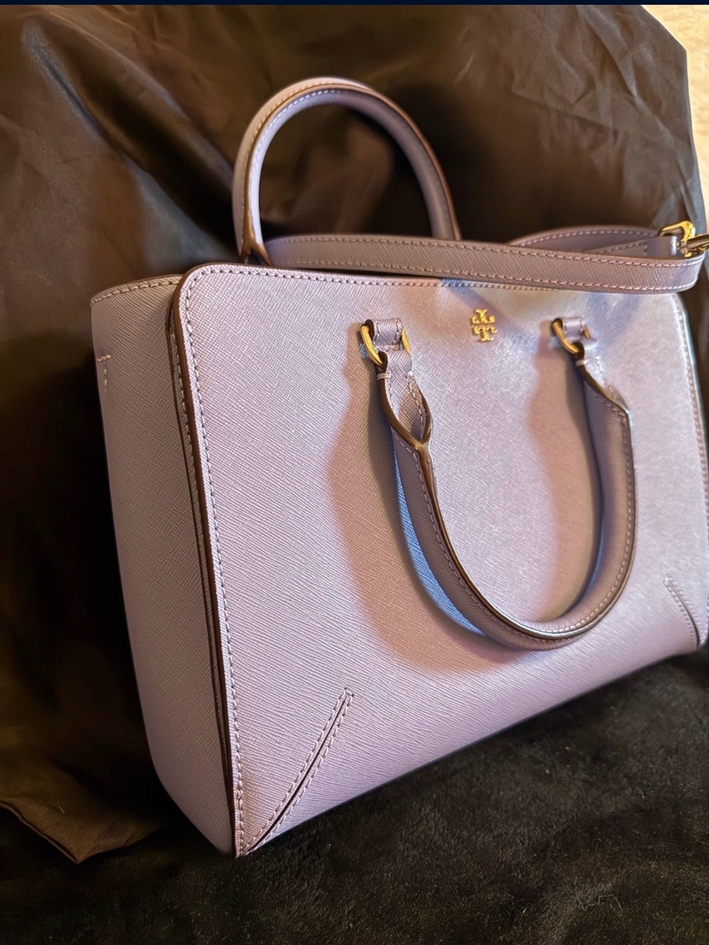 Tory Burch Small Top-Handle Satchel in Periwinkle - Picture 6 of 7